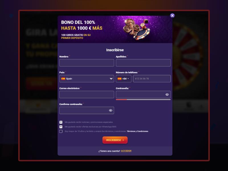 Registrazione del conto Play Regal